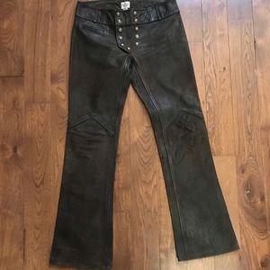 RRL Distressed Brown Leather Pants - Size 8